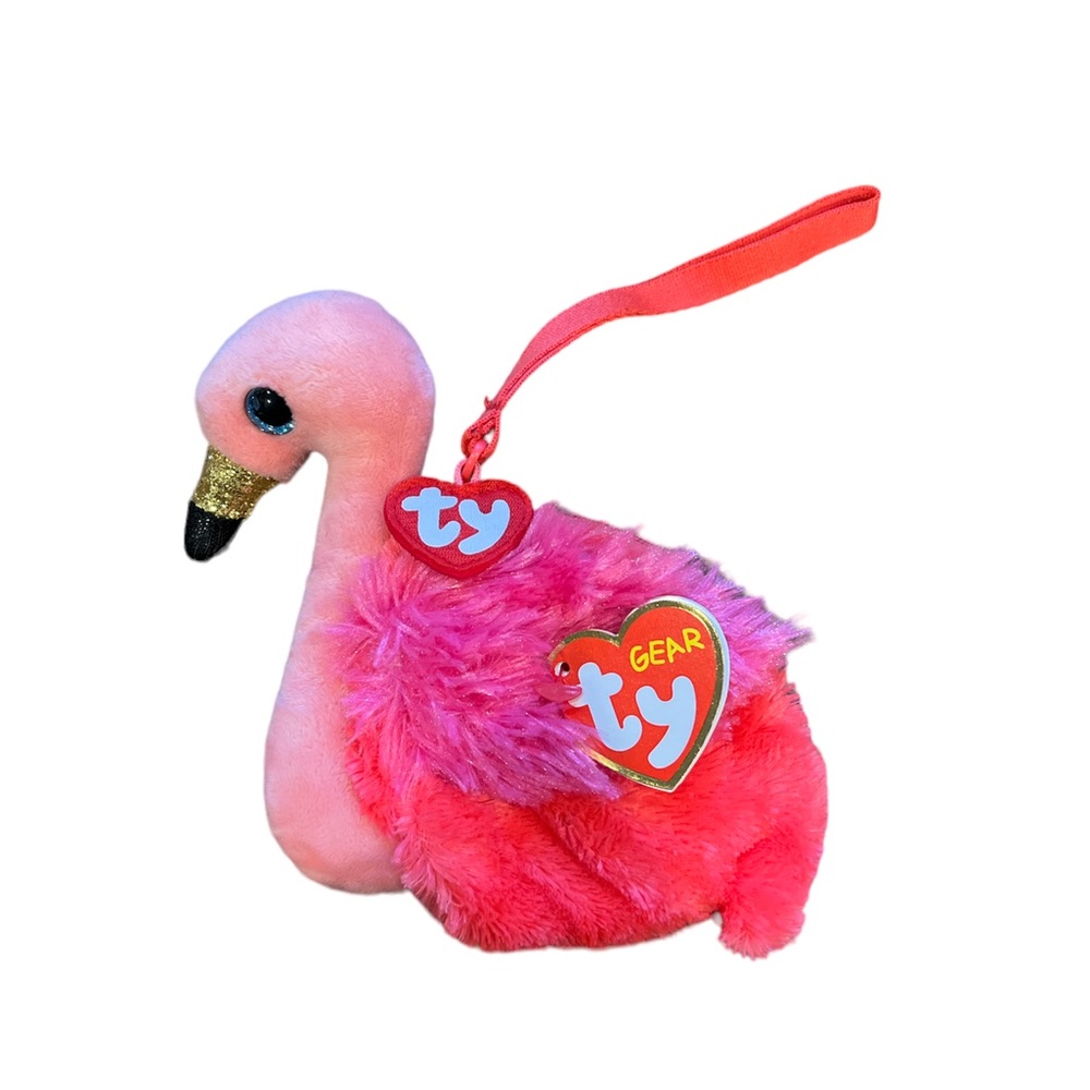 ty flamingo wristlet
